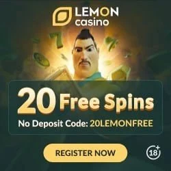 Lemon casino 20 Free Spins No Deposit Bonus Banner