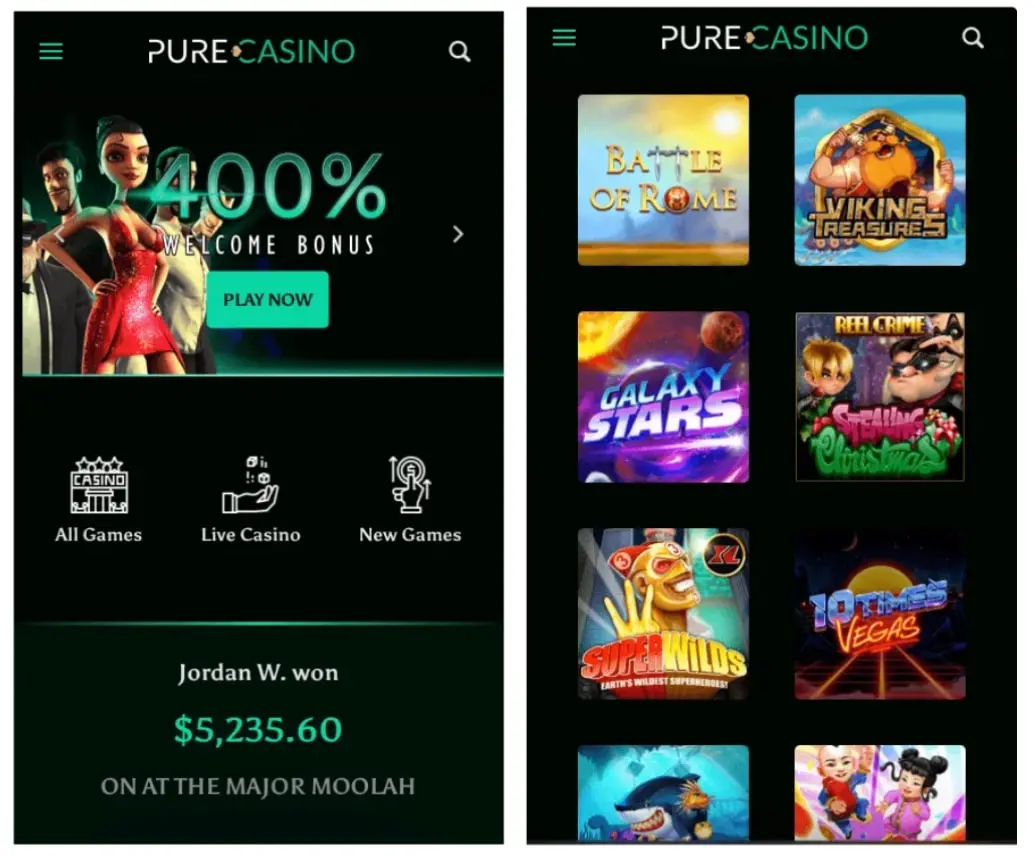 Pure Casino Mobile