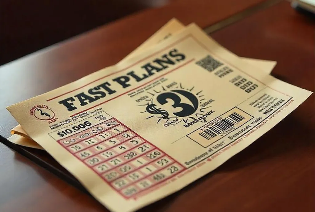 Lottery ticket lying on a table.