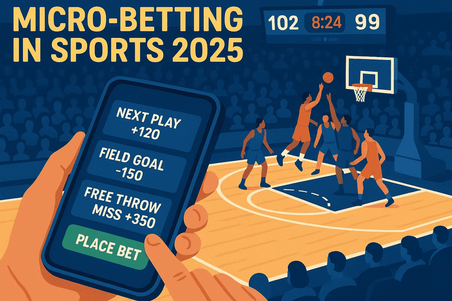 Mobile screen displaying basketball micro-betting options during a live game.